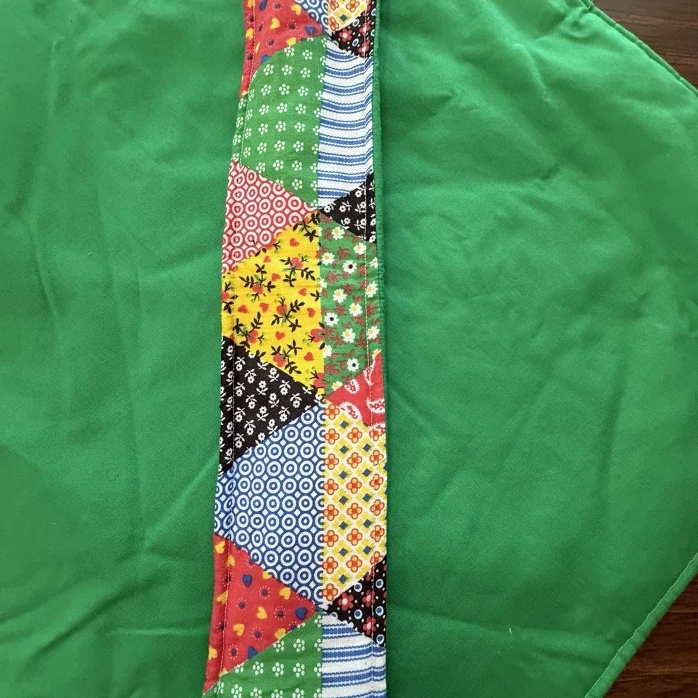 Vintage Reversible Casserole Carrier Patchwork Kelly Green Hot Dish Tote Farm